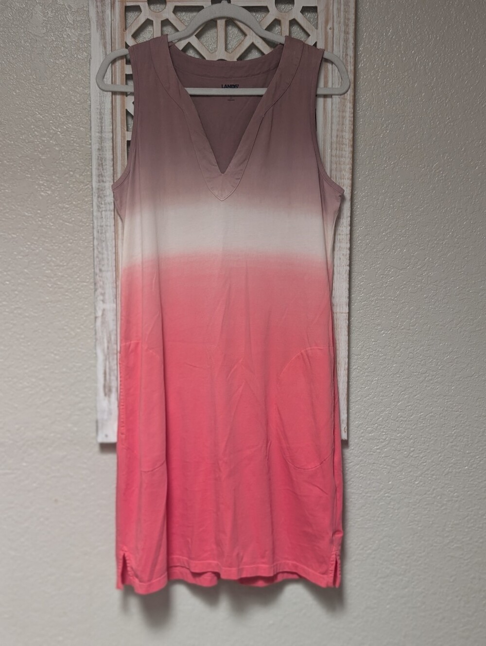 Lands' End women's S 6-8 dress sleeveless purple/ pink gradient nautical coastal